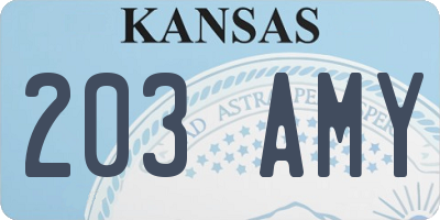 KS license plate 203AMY