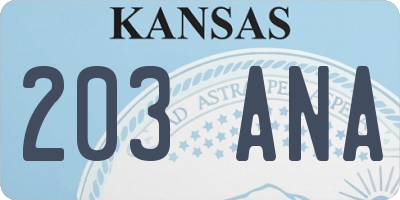KS license plate 203ANA