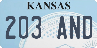 KS license plate 203AND