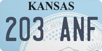 KS license plate 203ANF