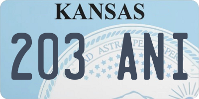 KS license plate 203ANI