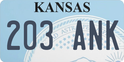 KS license plate 203ANK