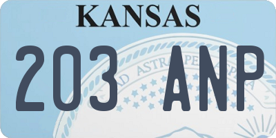 KS license plate 203ANP