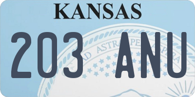 KS license plate 203ANU