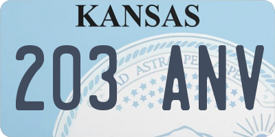 KS license plate 203ANV