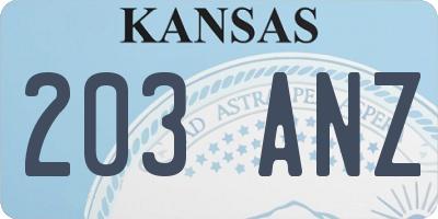 KS license plate 203ANZ