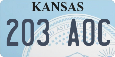 KS license plate 203AOC