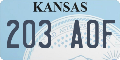 KS license plate 203AOF