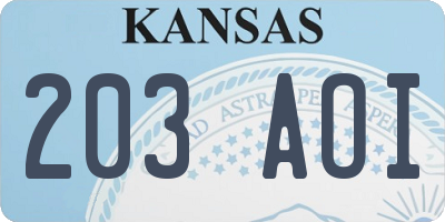 KS license plate 203AOI