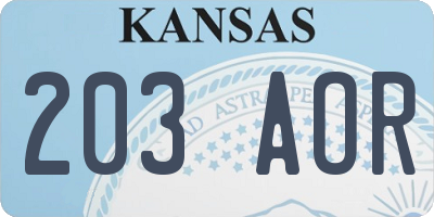 KS license plate 203AOR