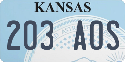 KS license plate 203AOS