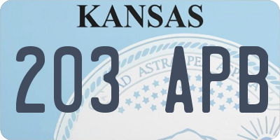 KS license plate 203APB