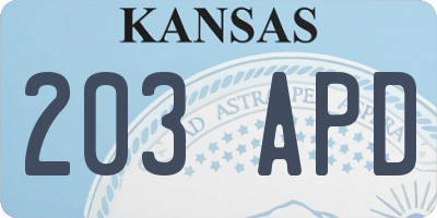 KS license plate 203APD