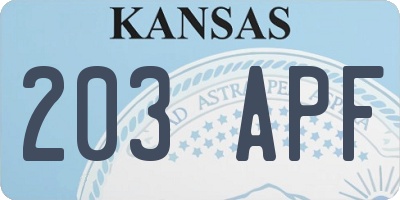 KS license plate 203APF