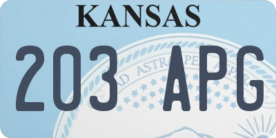 KS license plate 203APG