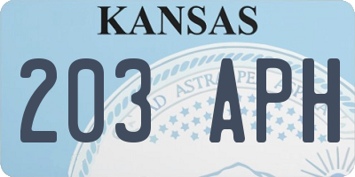 KS license plate 203APH