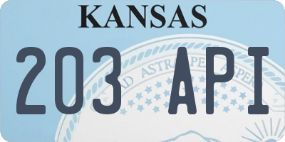 KS license plate 203API