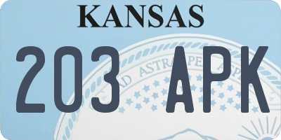 KS license plate 203APK