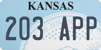 KS license plate 203APP