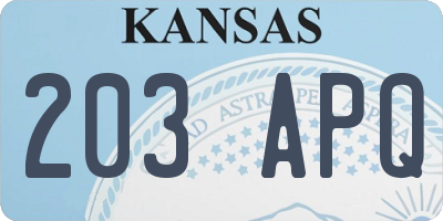 KS license plate 203APQ