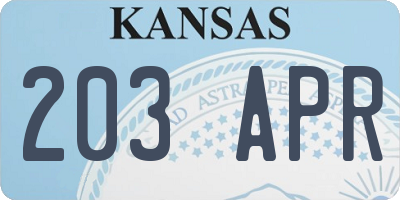 KS license plate 203APR