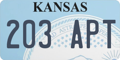 KS license plate 203APT