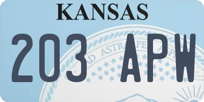KS license plate 203APW