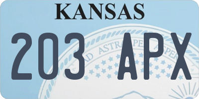 KS license plate 203APX