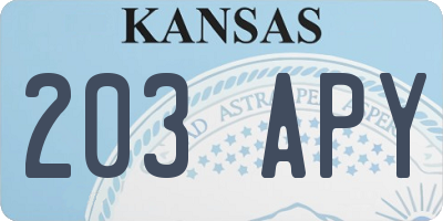 KS license plate 203APY