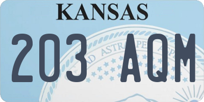 KS license plate 203AQM