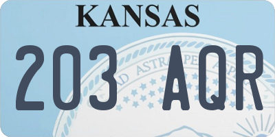 KS license plate 203AQR