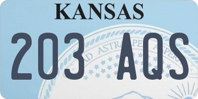 KS license plate 203AQS