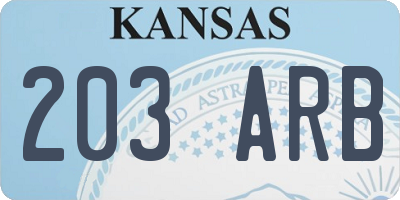 KS license plate 203ARB
