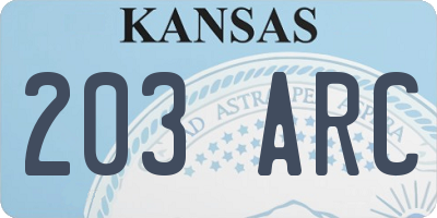 KS license plate 203ARC