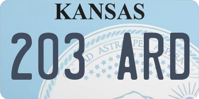 KS license plate 203ARD