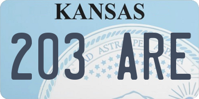 KS license plate 203ARE