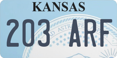 KS license plate 203ARF