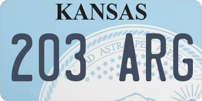 KS license plate 203ARG