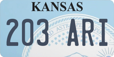 KS license plate 203ARI