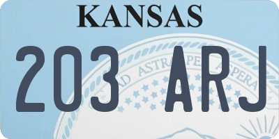 KS license plate 203ARJ