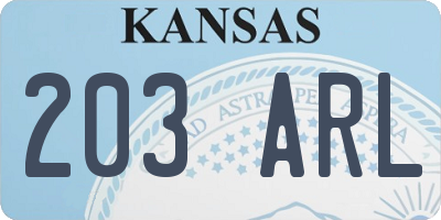 KS license plate 203ARL
