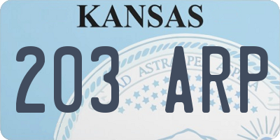 KS license plate 203ARP