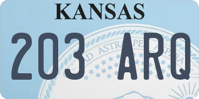 KS license plate 203ARQ