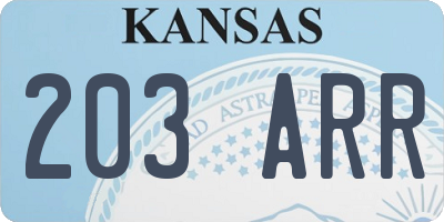 KS license plate 203ARR