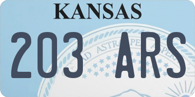 KS license plate 203ARS