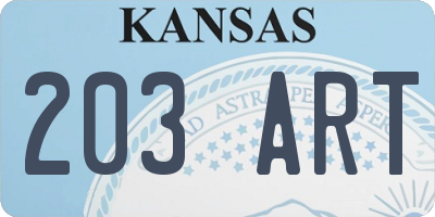 KS license plate 203ART