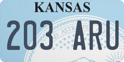KS license plate 203ARU