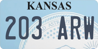 KS license plate 203ARW
