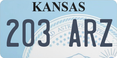KS license plate 203ARZ