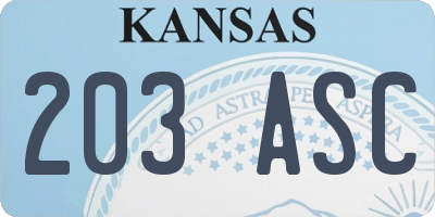 KS license plate 203ASC